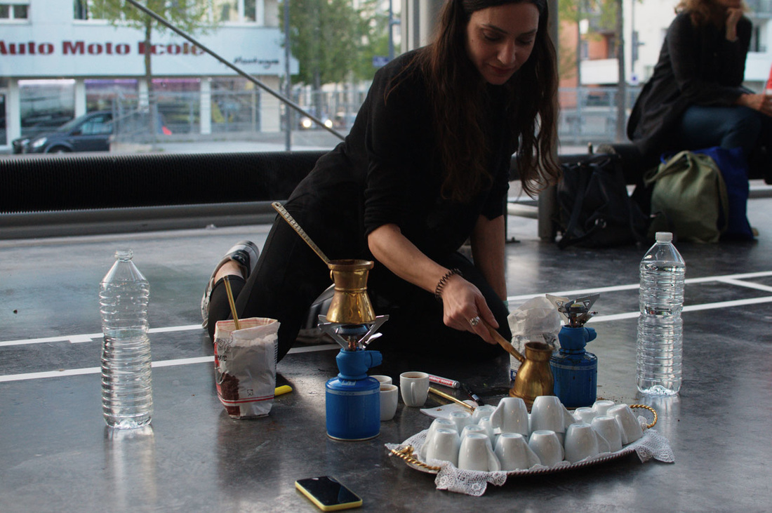 #greekcoffee a Performance by Rilène Markopoulou (April 2016, LOCUS METROPOLE 7 at La Kunsthalle Mulhouse)